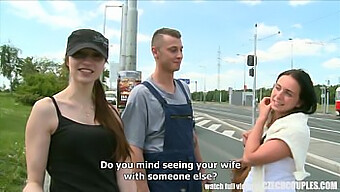 Outdoor public sex with a young Czech couple