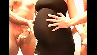 Gangbang with pregnant woman in black attire